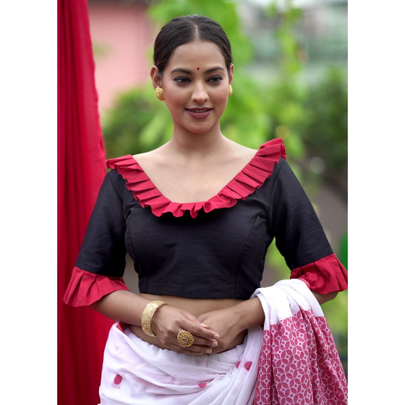 Black Dupion Silk Designer Blouse - JD986579173