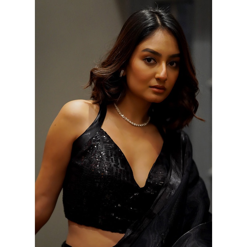 Black Sequin Designer Blouse - JD986579188