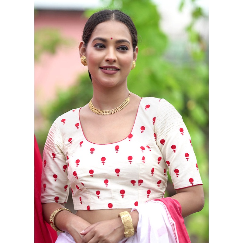 Cream Dupion Silk Designer Blouse - JD986579181