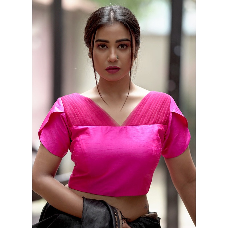 Pink Dupion Silk Designer Blouse - JD986579205