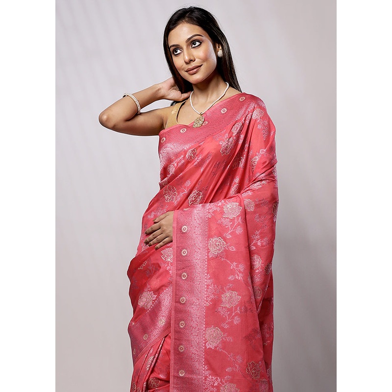 Pink Georgette Saree With Blouse Piece - JD986579221