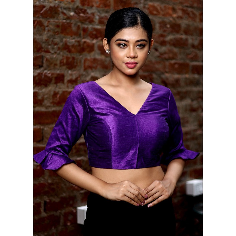 Purple Dupion Silk Designer Blouse - JD986579153