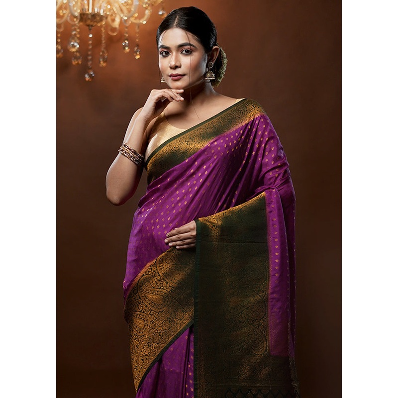 Purple Georgette Saree With Blouse Piece - JD986579264