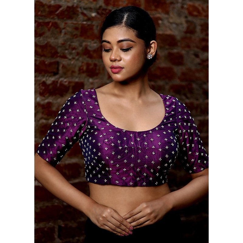 Purple Silk Designer Blouse - JD986579154