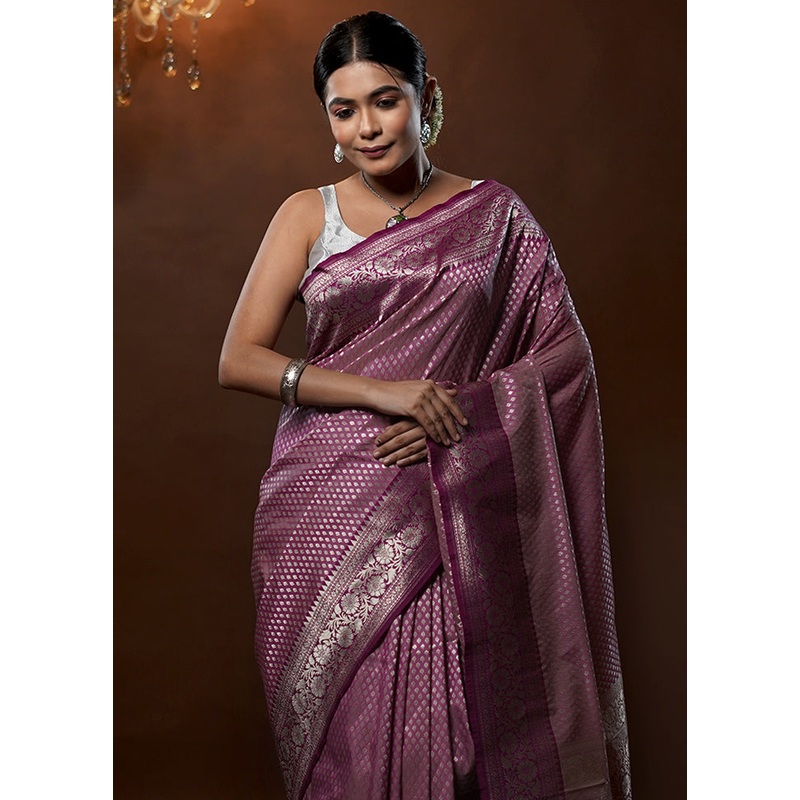 Purple Uppada Silk Saree With Blouse Piece - JD986579261