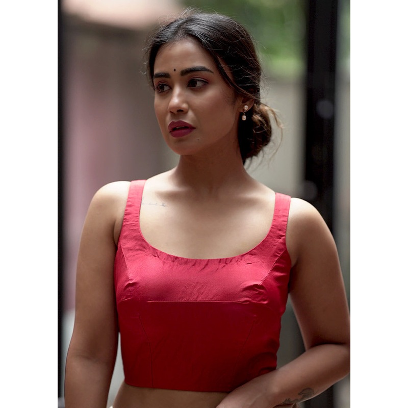 Red Silk Designer Blouse - JD986579163