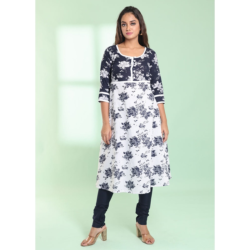 2 Pc White Readymade Cotton Kurti Set - JD986578986