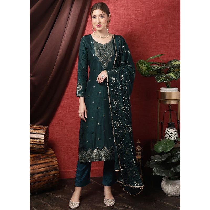 3 Pc Blue Unstitched Pure Santoon Suit Set - JD986579105