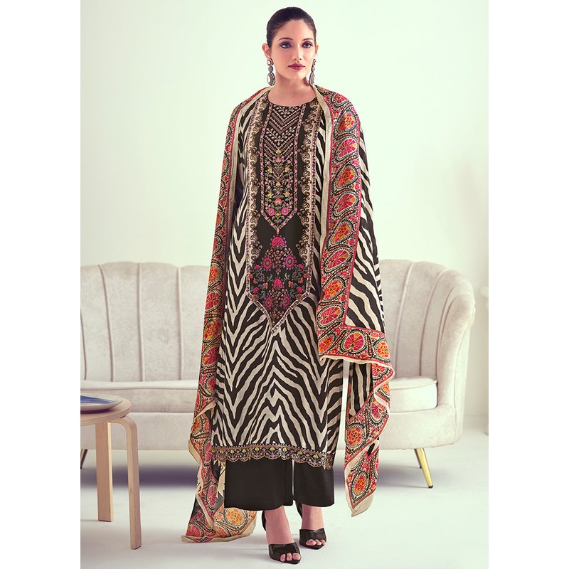 3 Pc Multicolor Unstitched Muslin Suit Set - JD986579051