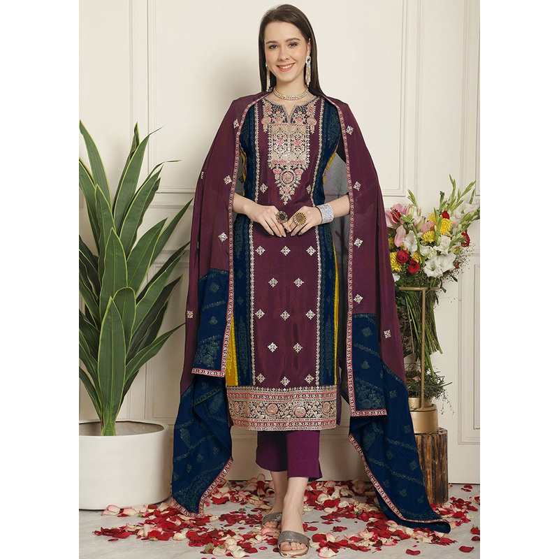 3 Pc Pink Unstitched Muslin Suit Set - JD986579029