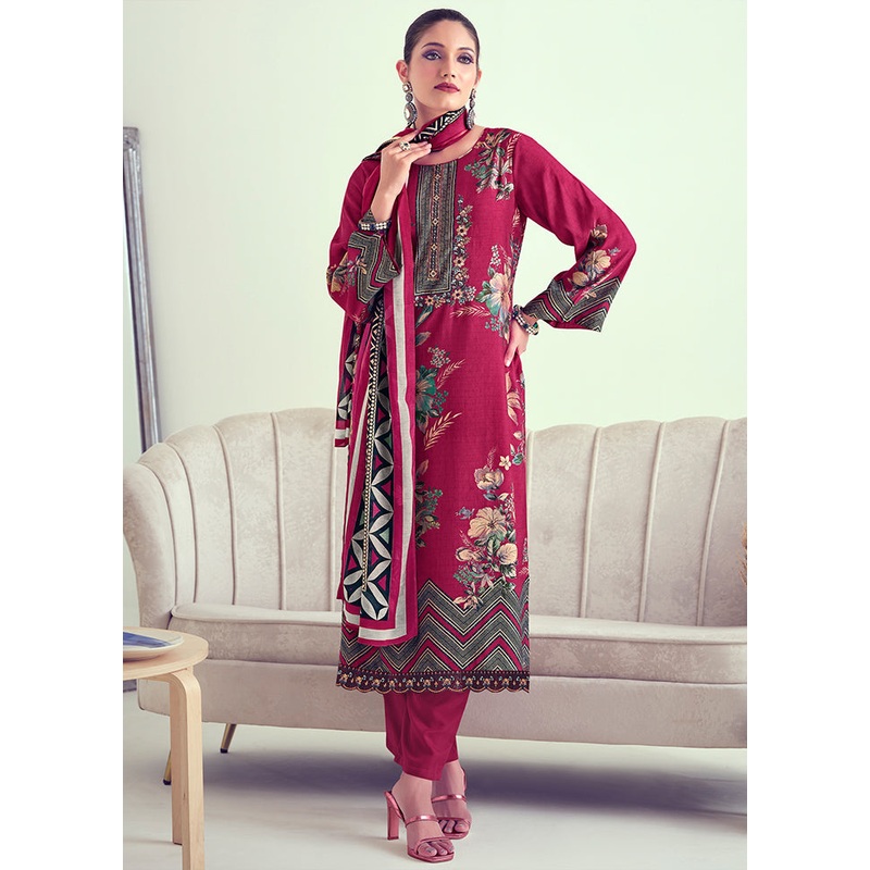 3 Pc Pink Unstitched Muslin Suit Set - JD986579030