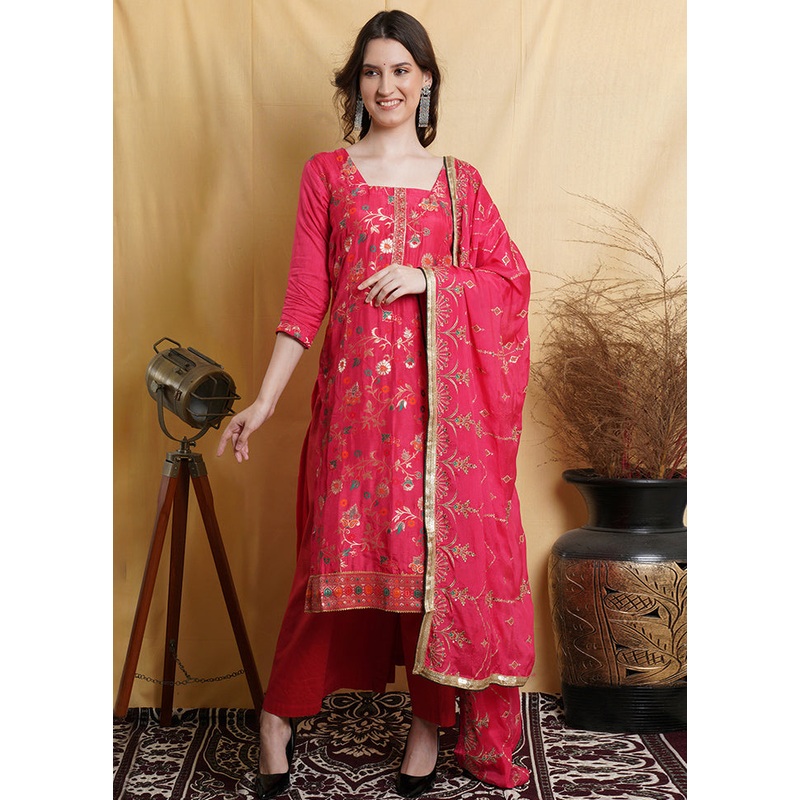 3 Pc Pink Unstitched Santoon Suit Set - JD986579019