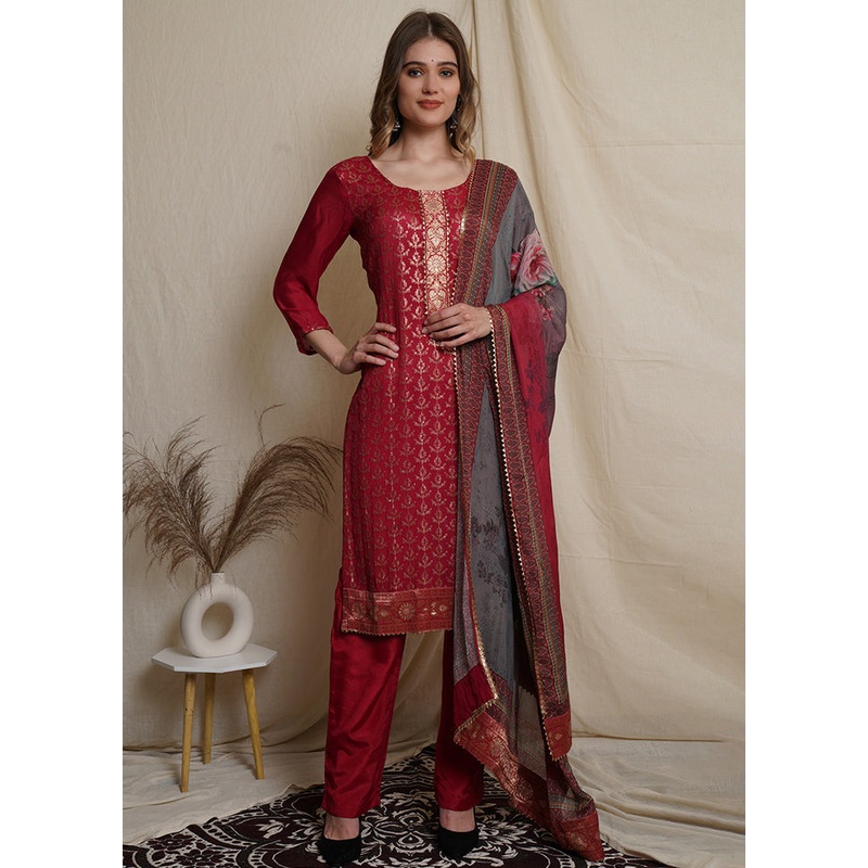 3 Pc Pink Unstitched Santoon Suit Set - JD986579021