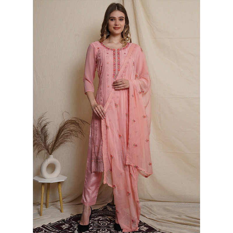 3 Pc Pink Unstitched Santoon Suit Set - JD986579022