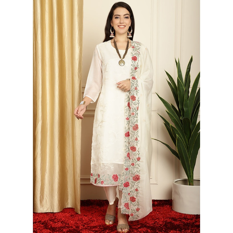 3 Pc White Unstitched Pure Santoon Suit Set - JD986579009