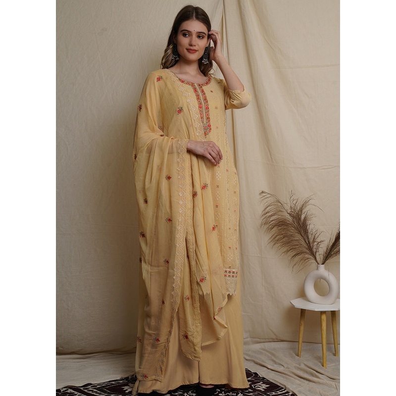 3 Pc Yellow Unstitched Santoon Suit Set - JD986578993
