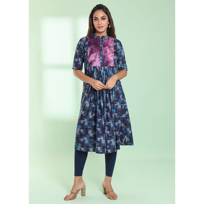 Blue Readymade Rayon Kurti - JD986578983
