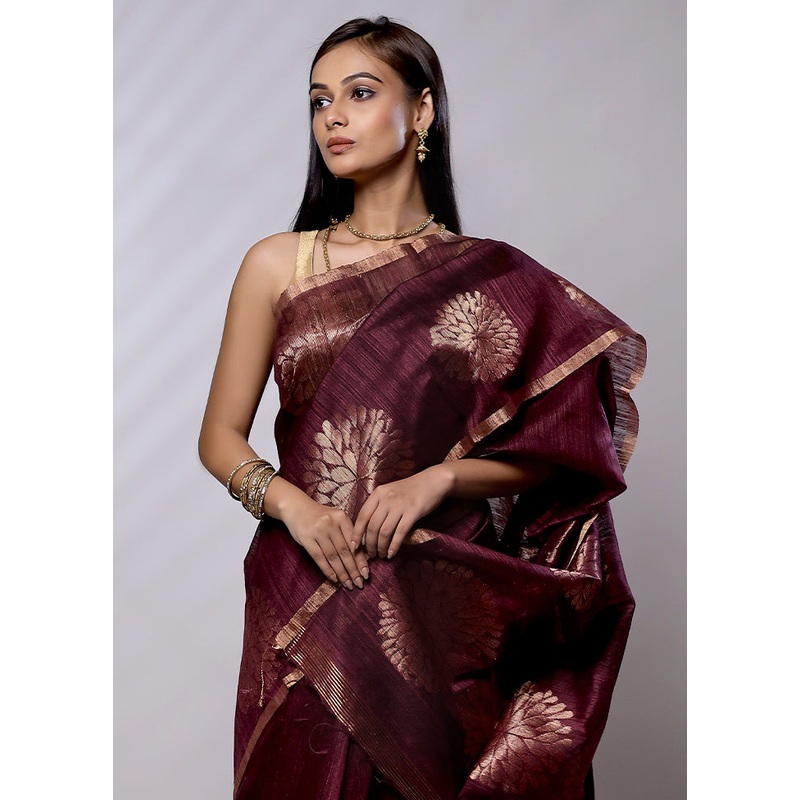 Purple Handloom Matka Pure Silk Saree With Blouse Piece - JD986579134