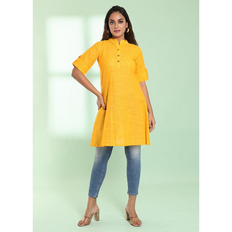 Yellow Readymade Cotton Kurti - JD986578974