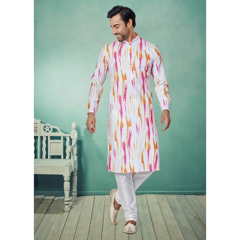 2 Pc White Cotton Kurta And Pajama Set - JD986578726