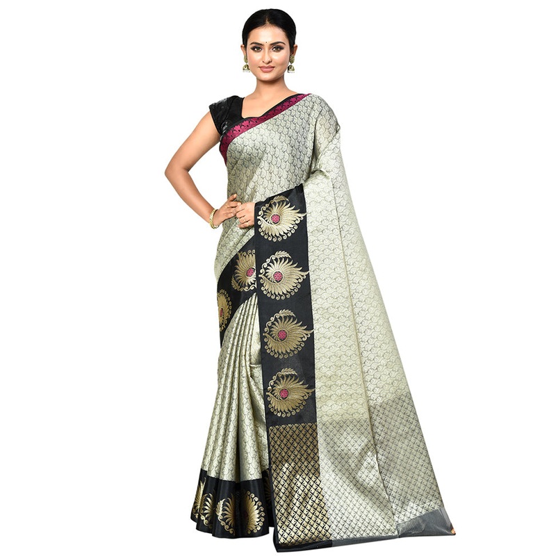 Grey Organza Saree With Blouse Piece - JD986578898