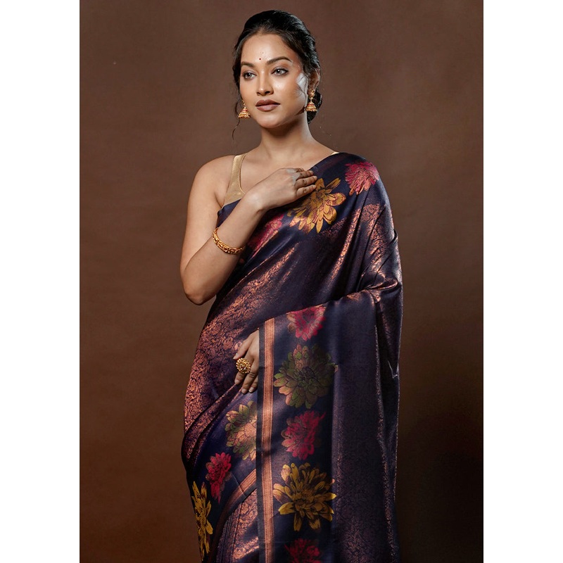 Maroon Dupion Silk Saree With Blouse Piece - JD986578777