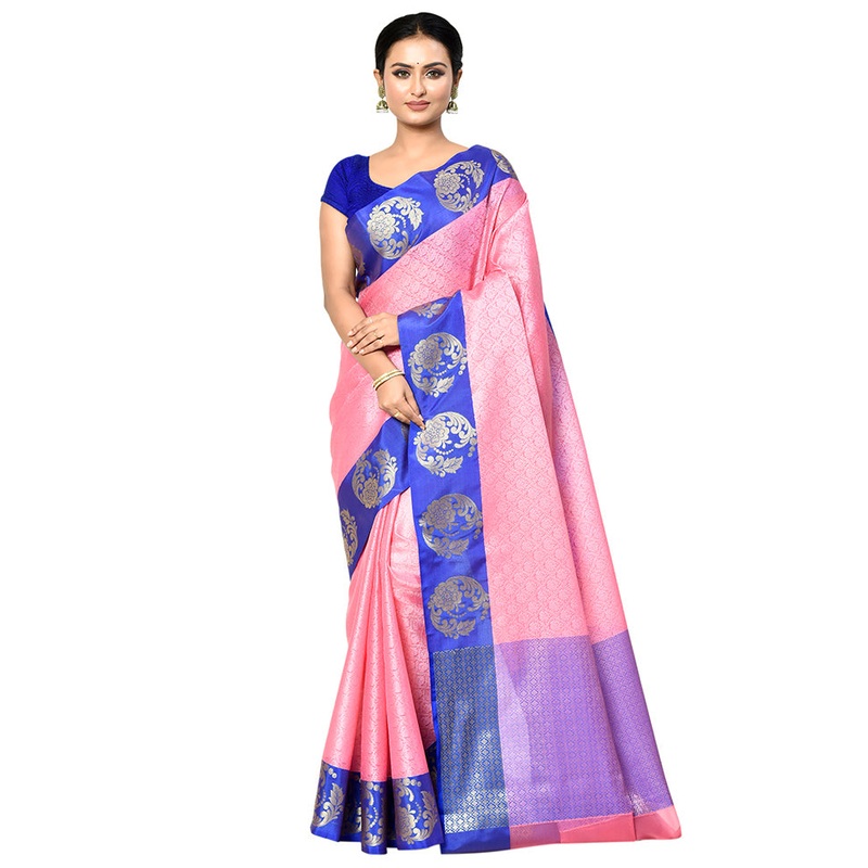 Pink Organza Saree With Blouse Piece - JD986578857