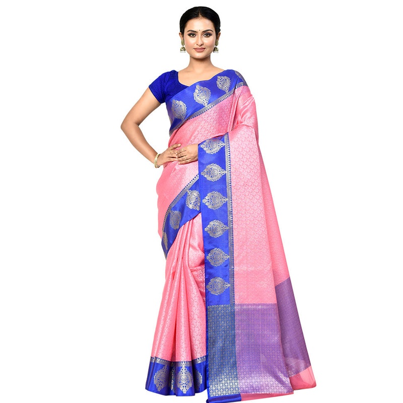 Pink Organza Saree With Blouse Piece - JD986578858