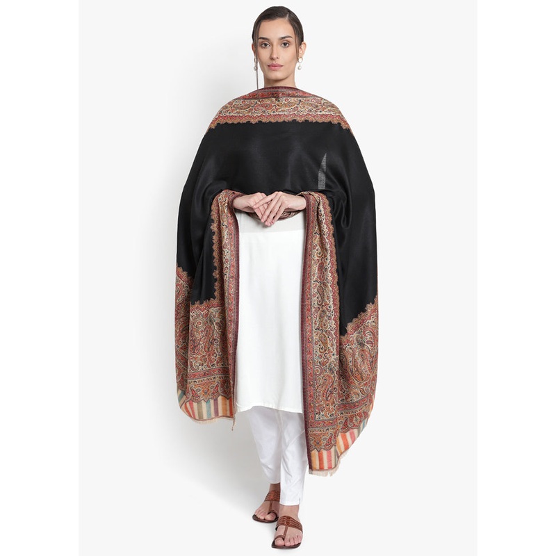 Black Pashmina Woolen Shawl - JD986578688
