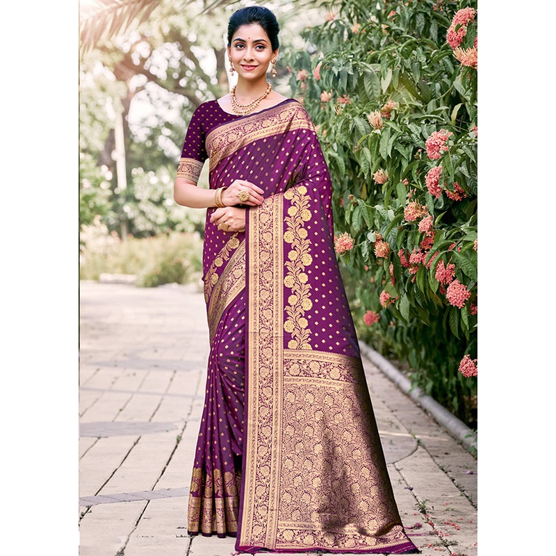 Multicolor Dupion Silk Saree With Blouse Piece - JD986578533