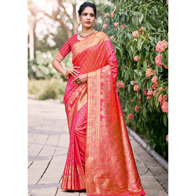 Multicolor Dupion Silk Saree With Blouse Piece - JD986578535