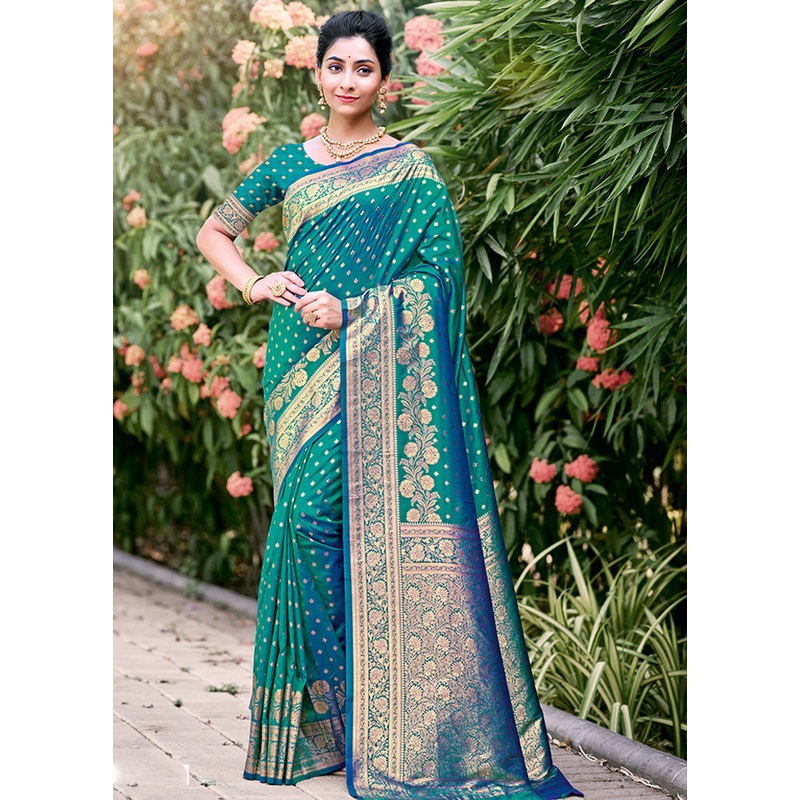 Multicolor Dupion Silk Saree With Blouse Piece - JD986578537