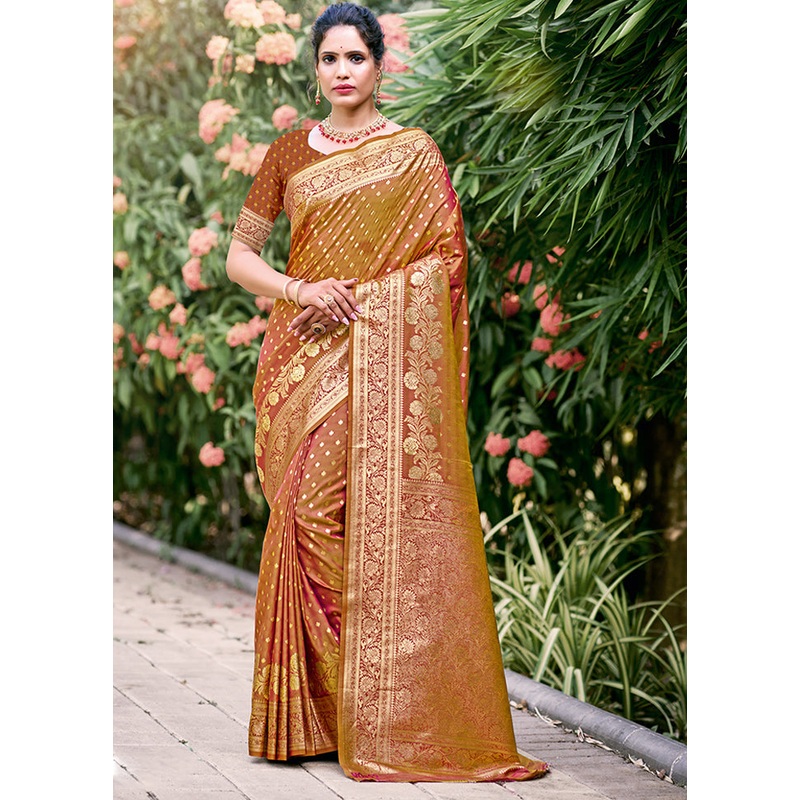 Multicolor Dupion Silk Saree With Blouse Piece - JD986578538