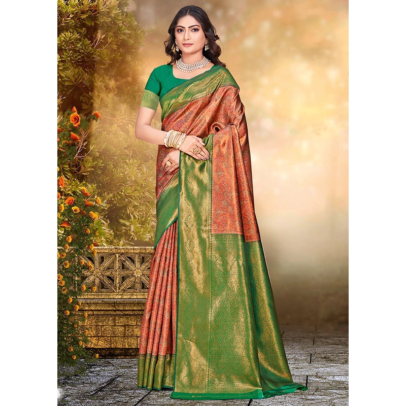 Multicolor Dupion Silk Saree With Blouse Piece - JD986578540