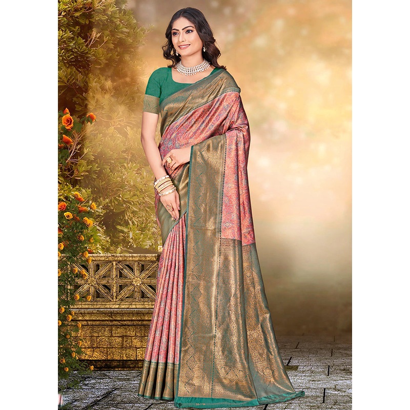 Multicolor Dupion Silk Saree With Blouse Piece - JD986578542