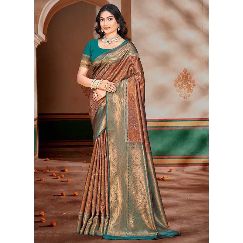 Multicolor Dupion Silk Saree With Blouse Piece - JD986578553