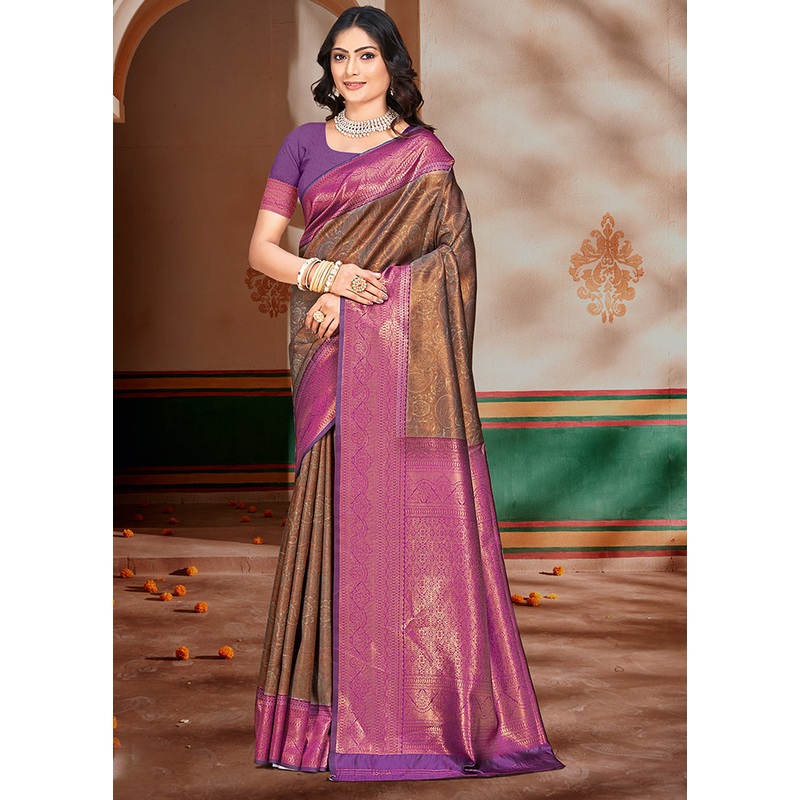 Multicolor Dupion Silk Saree With Blouse Piece - JD986578554