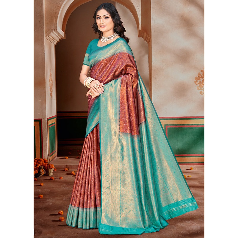 Multicolor Dupion Silk Saree With Blouse Piece - JD986578555