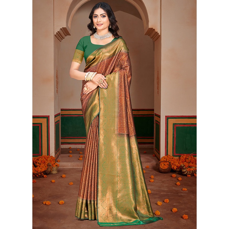 Multicolor Dupion Silk Saree With Blouse Piece - JD986578556