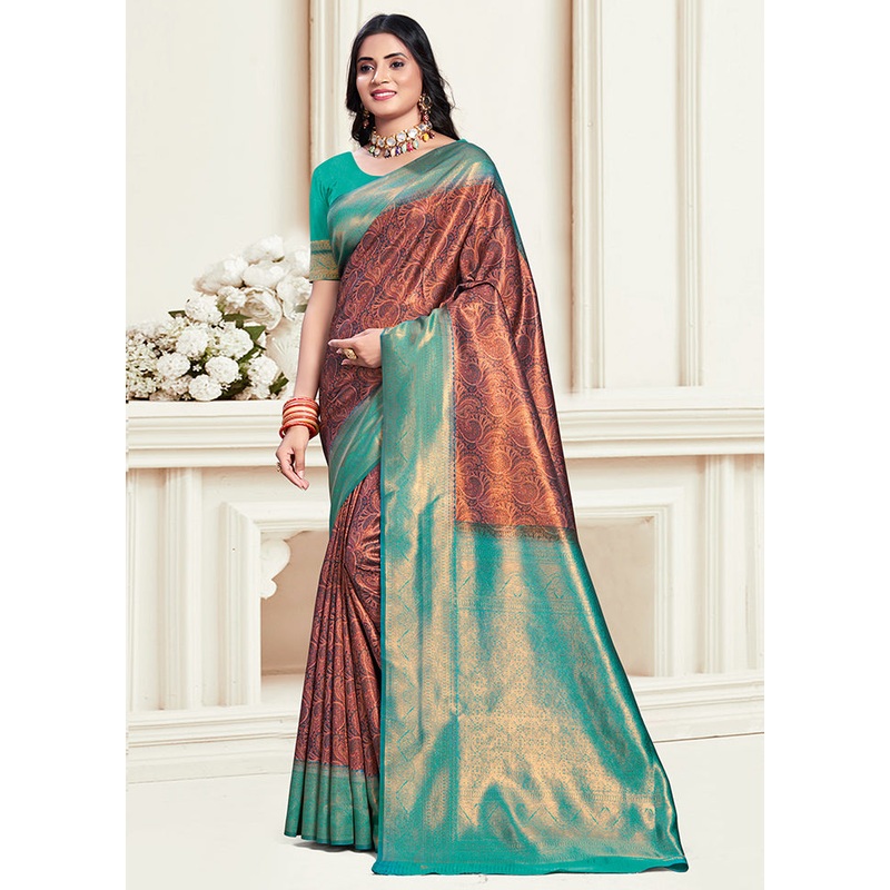 Multicolor Dupion Silk Saree With Blouse Piece - JD986578557