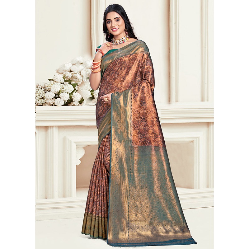 Multicolor Dupion Silk Saree With Blouse Piece - JD986578560