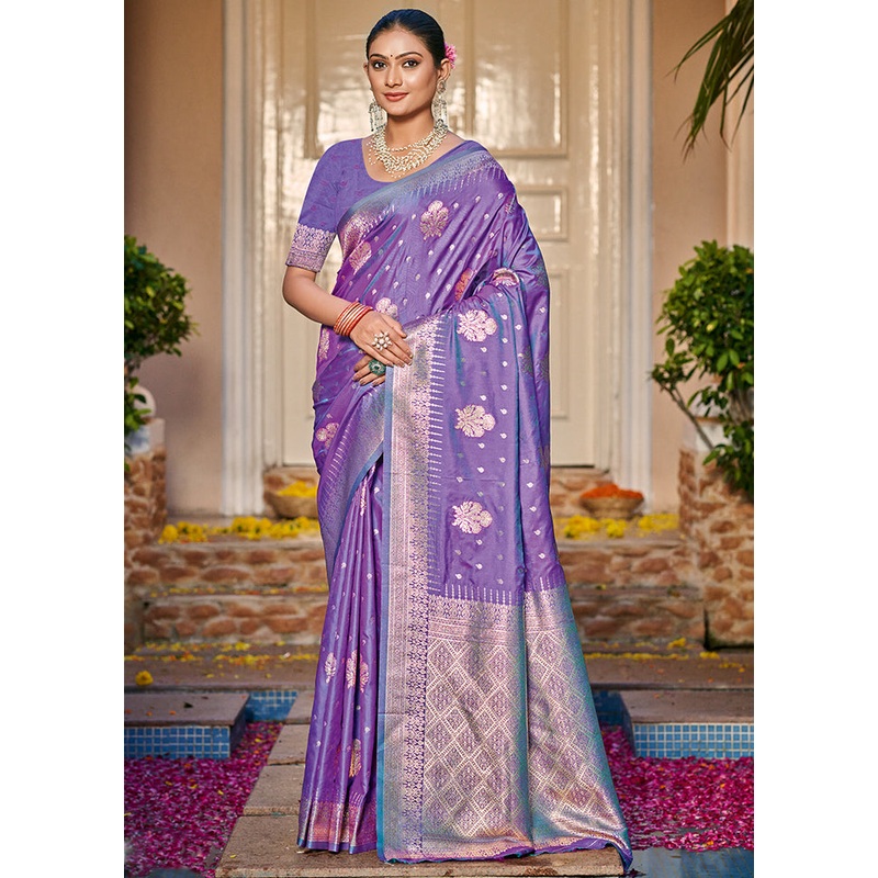 Multicolor Dupion Silk Saree With Blouse Piece - JD986578564