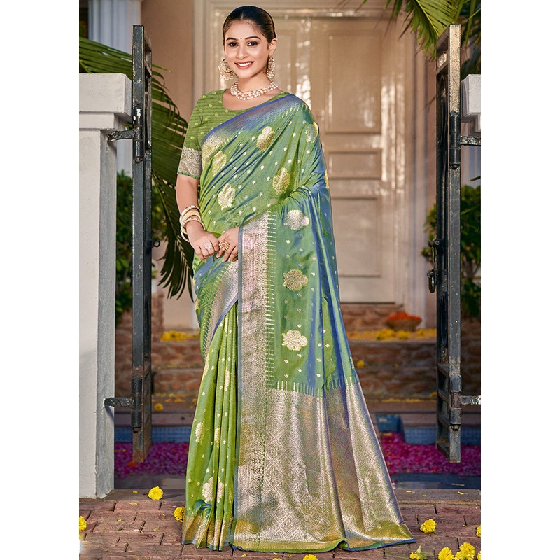 Multicolor Dupion Silk Saree With Blouse Piece - JD986578566