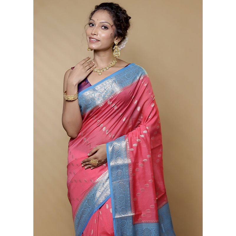Pink Georgette Saree With Blouse Piece - JD986578665