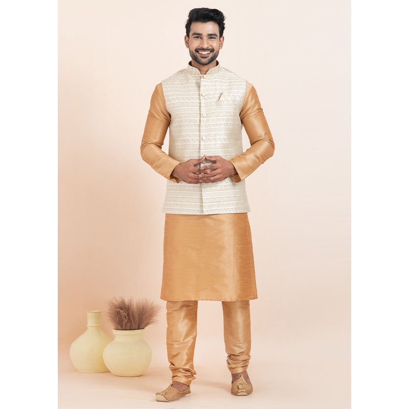 Multicolor Full Sleeves Mandarin Collar Waistcoat - JD986578382