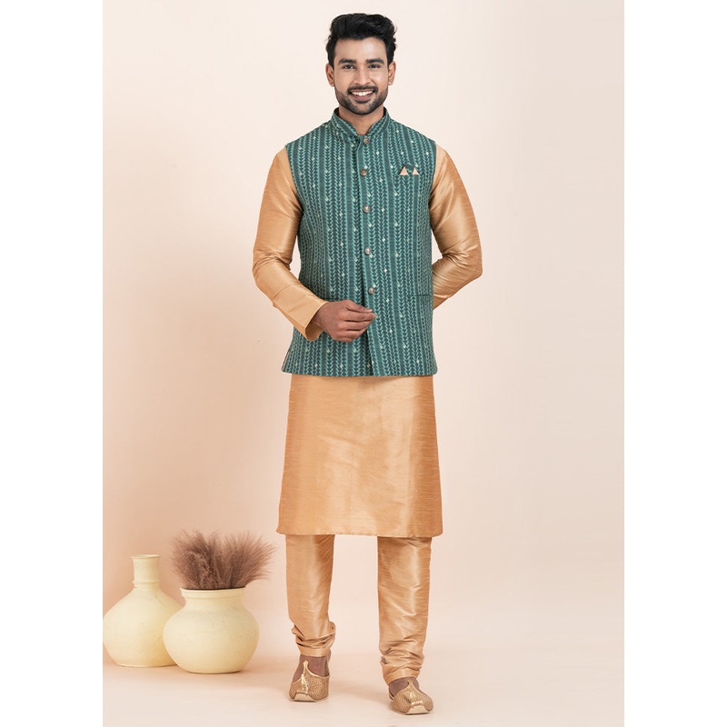 Multicolor Full Sleeves Mandarin Collar Waistcoat - JD986578383