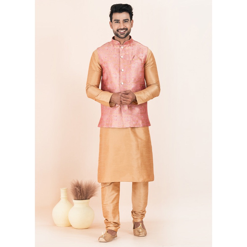 Multicolor Full Sleeves Mandarin Collar Waistcoat - JD986578385