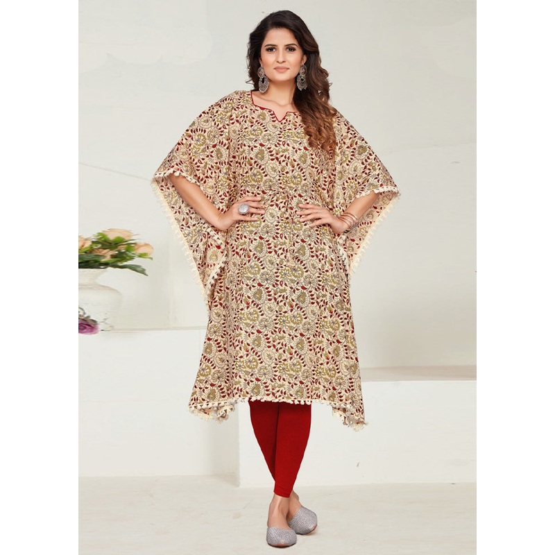 Multicolor Pure Readymade Cotton Kaftan - JD986578337