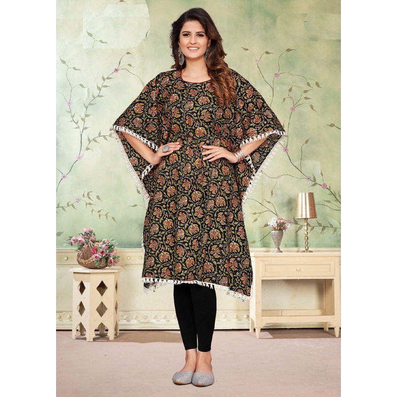 Multicolor Pure Readymade Cotton Kaftan - JD986578339