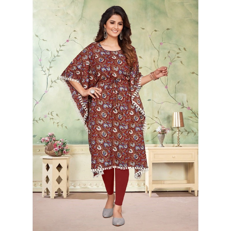 Multicolor Pure Readymade Cotton Kaftan - JD986578340
